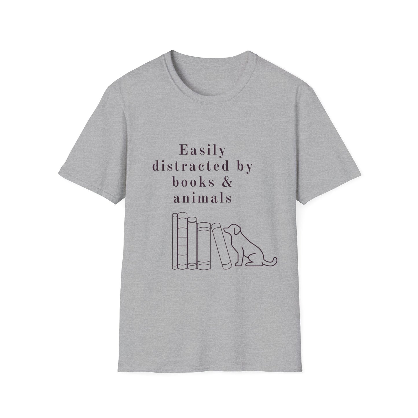 Easily Distracted by Books & Dogs T-Shirt
