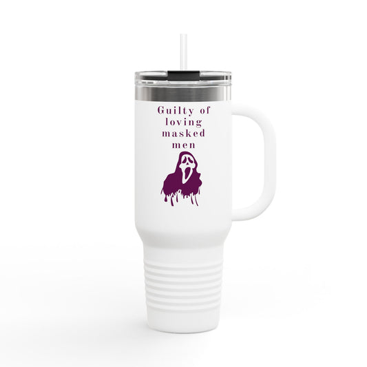 Guilty of Loving Masked Men Insulated Travel Mug, 40oz