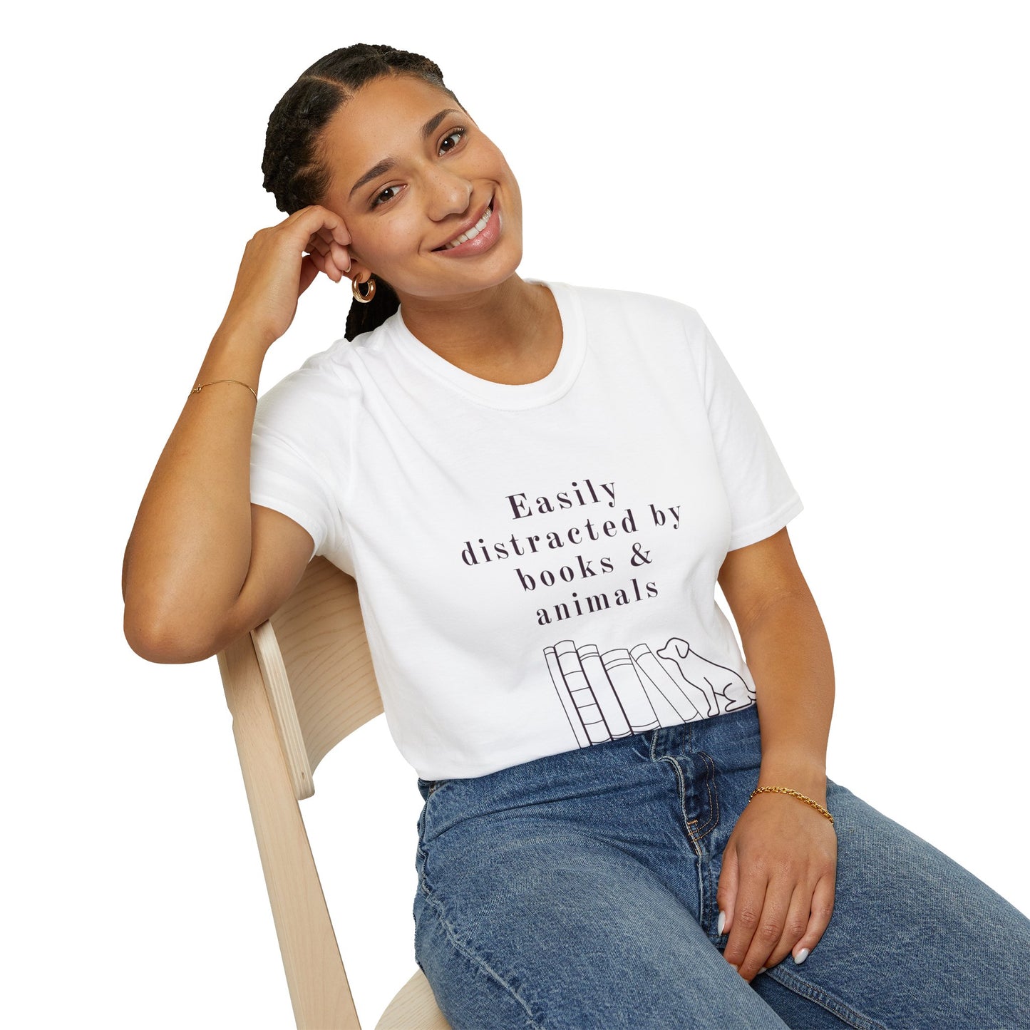 Easily Distracted by Books & Dogs T-Shirt