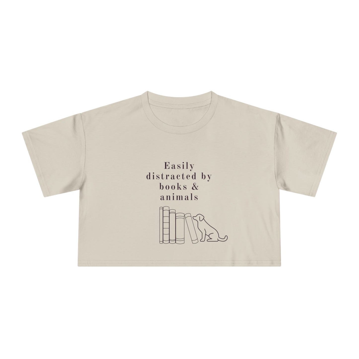 Easily Distracted by Books & Dogs Women's Crop Tee