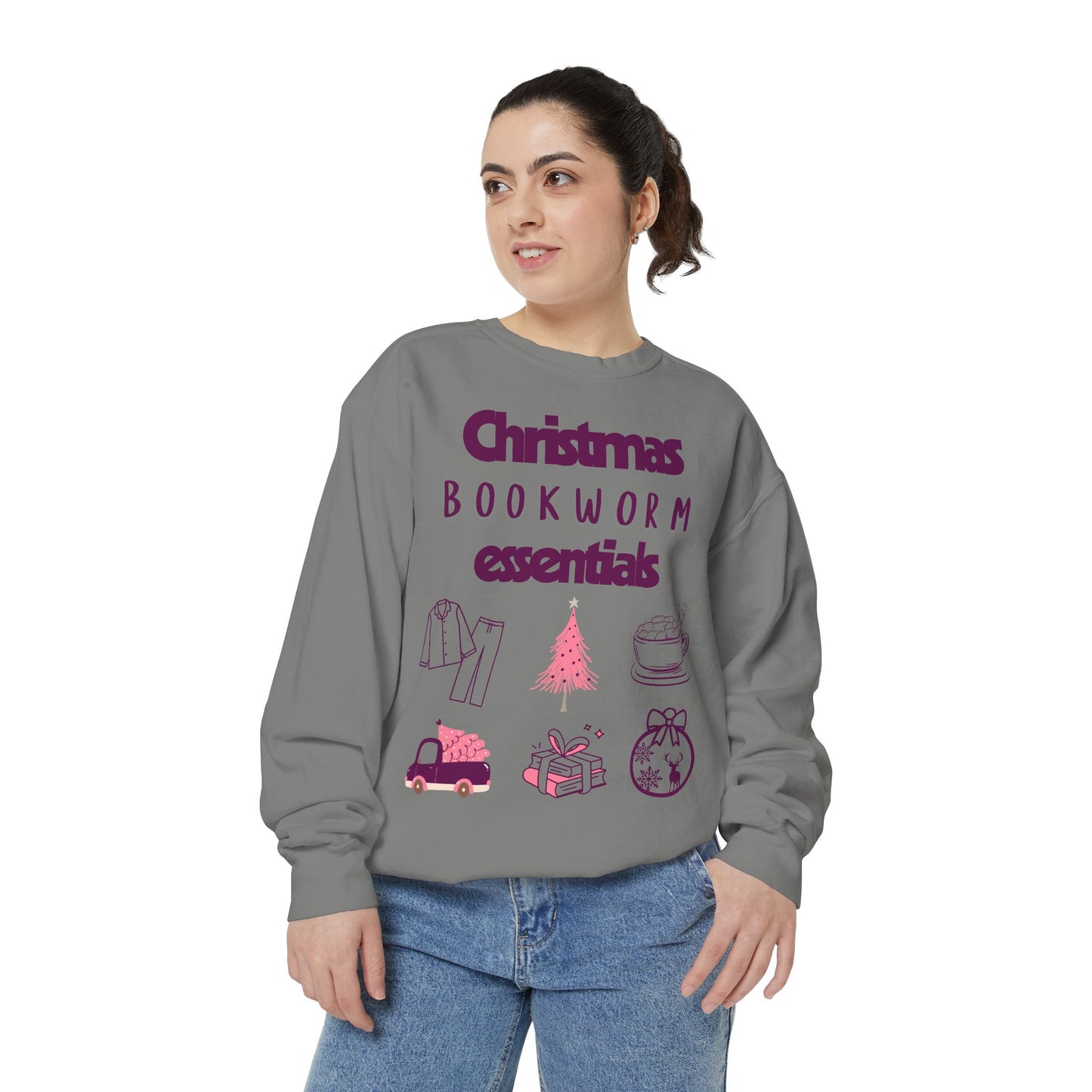 Christmas Bookworm Essentials Unisex Garment-Dyed Sweatshirt