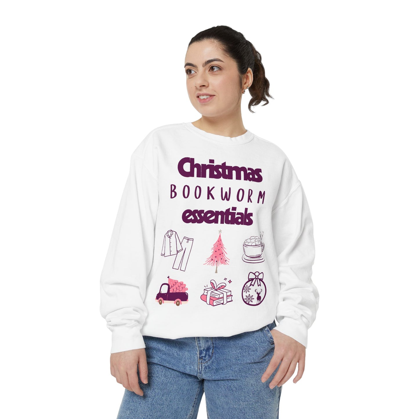 Christmas Bookworm Essentials Unisex Garment-Dyed Sweatshirt