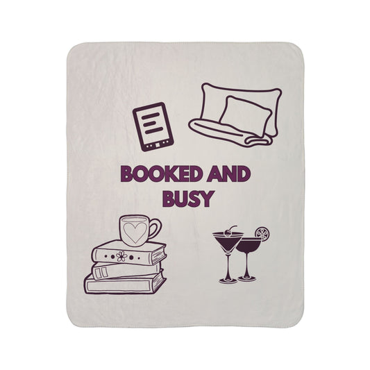 Booked and Busy Fleece Sherpa Blanket Throw
