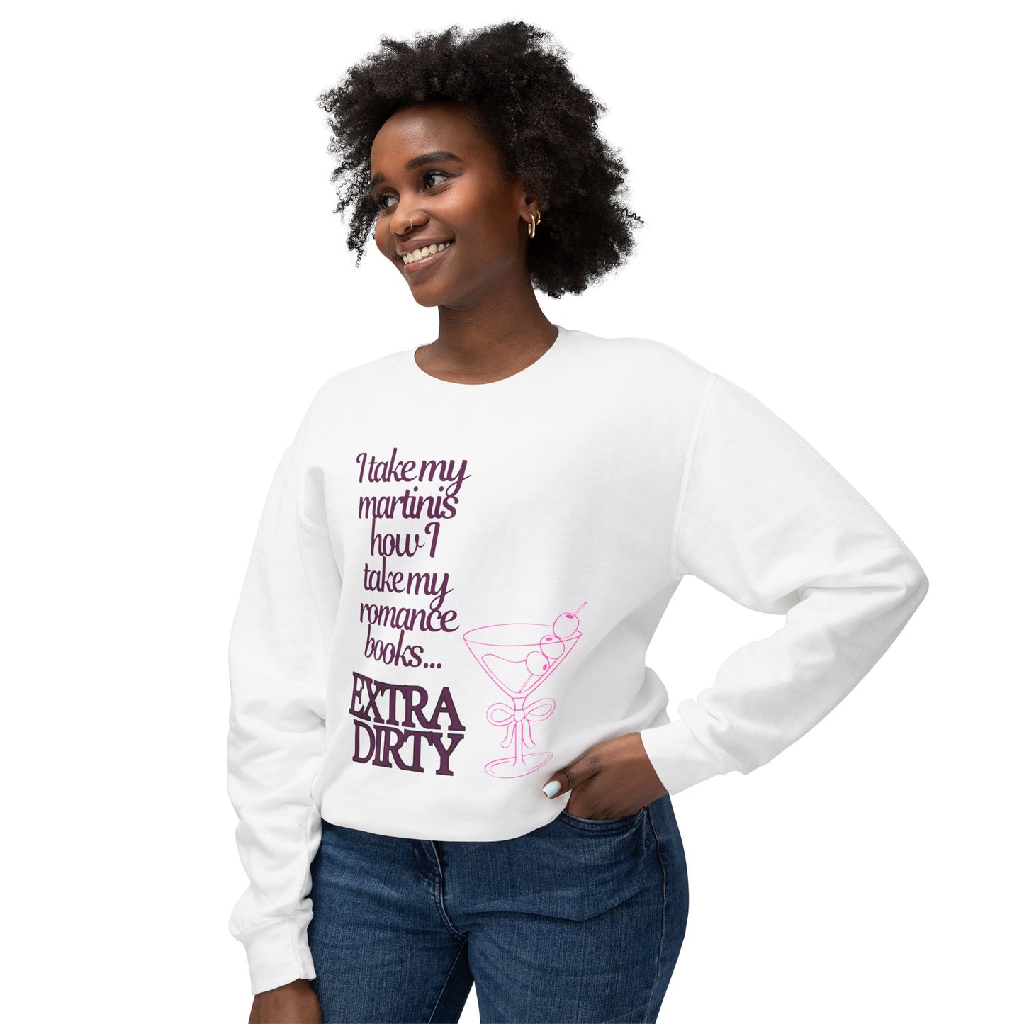 Martinis = Romance Books Lightweight Crewneck Sweatshirt