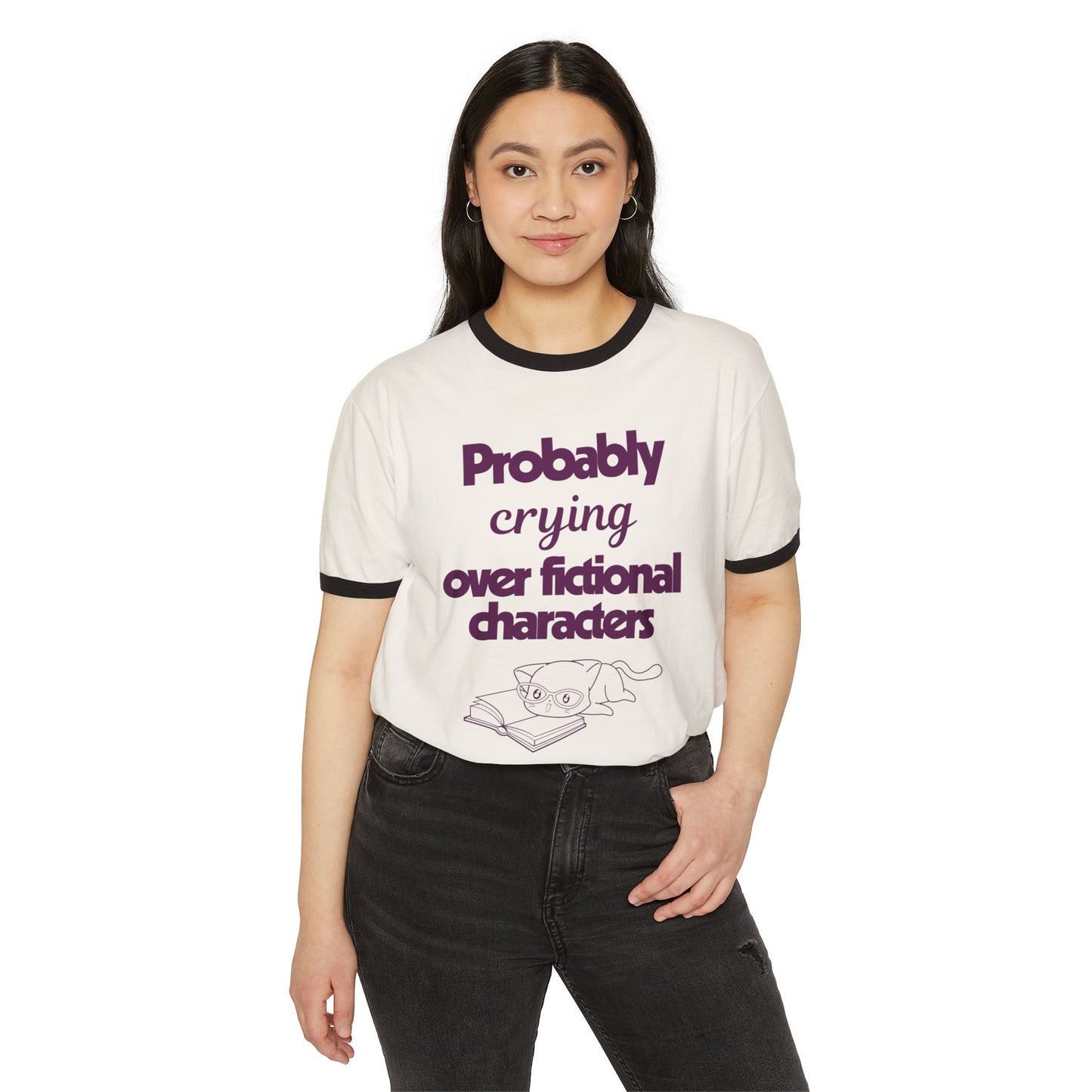 Probably Crying Unisex Cotton Ringer T-Shirt